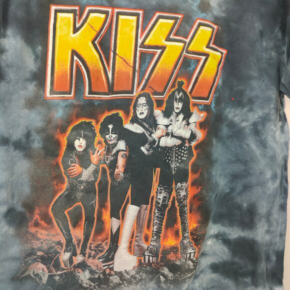 Liquid Blue Kiss Band Graphic T-Shirt Size Small Blue Tie Dye 80s Band Tee Rock - Picture 2 of 7